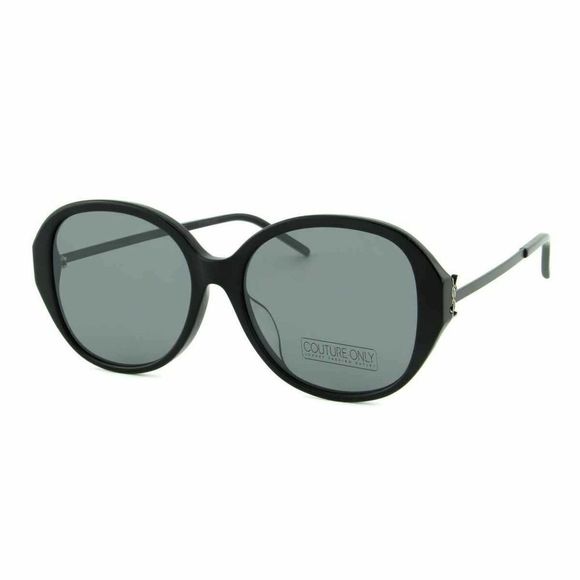 New Saint Laurent Women Sunglasses SL-M48SBK-003 Black Oversized Rectangle Gray - Picture 1 of 7